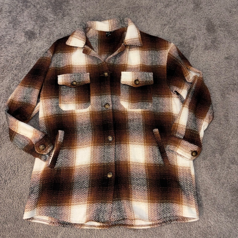 Windsor Herringbone Plaid Jacket in Brown and Cream